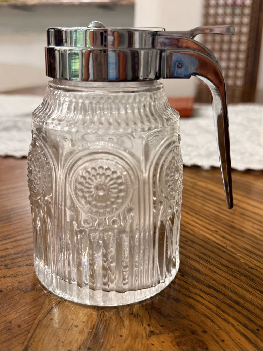 The Pioneer Woman Adeline Clear Cut Glass Syrup Dispenser RARE Collectible Syrup